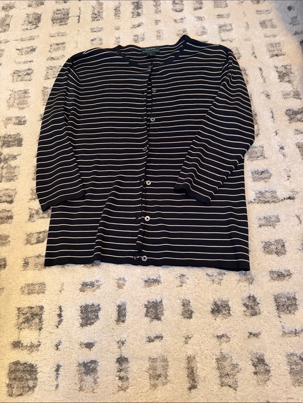 Ralph Lauren Navy and White Striped Cardigan - Picture 1 of 1